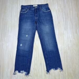 We the Free Maggie Ripped Crop 100% Cotton Distressed Straight Leg Jeans 24
